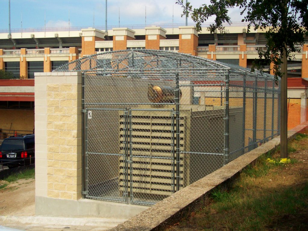 Chain Link Enclosure with Brick Wall Viking Fence