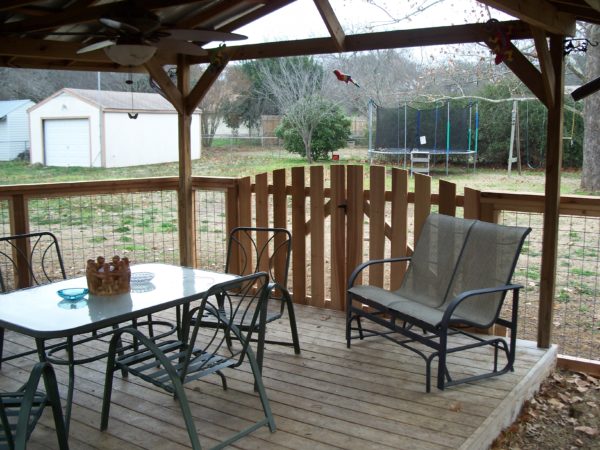 Wood Fence with Welded Wire and Swing Gate