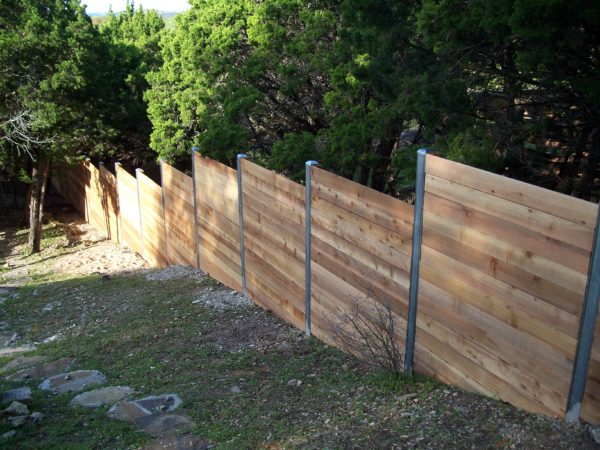 Wood Fence with Steel Accents and Swing Gate - Image 4