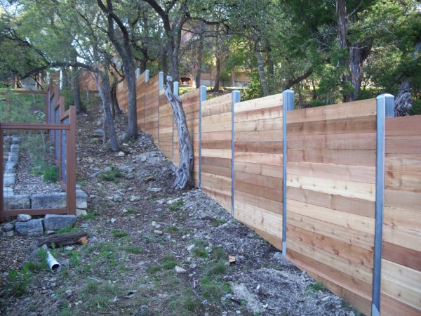 Wood Fence with Steel Accents and Swing Gate - Image 5