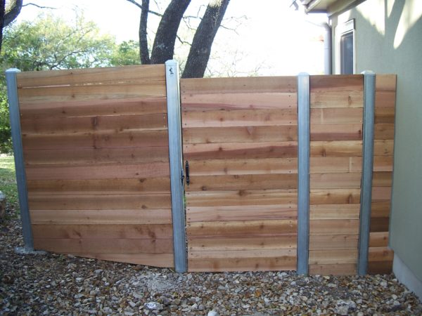 Wood Fence with Steel Accents and Swing Gate - Image 6