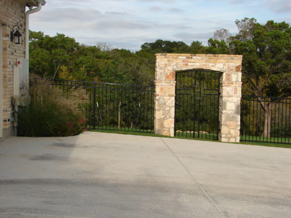 Three-Rail Iron Fence with Custom Swing Gate - Image 2