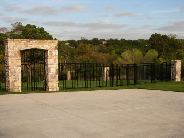 Three-Rail Iron Fence with Custom Swing Gate - Image 3