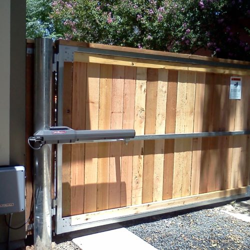 18b_Wood Swing Gate Steel Frame w Operator