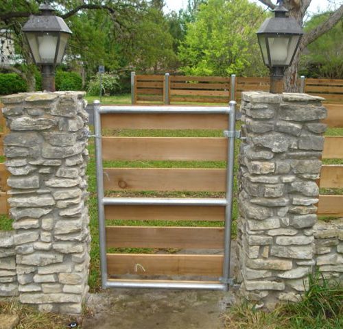 6_Round Steel Horizontal Steel Frame Wood Walk Gate