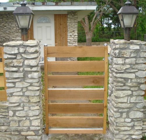 6b_Round Steel Horizontal Steel Frame Wood Walk Gate