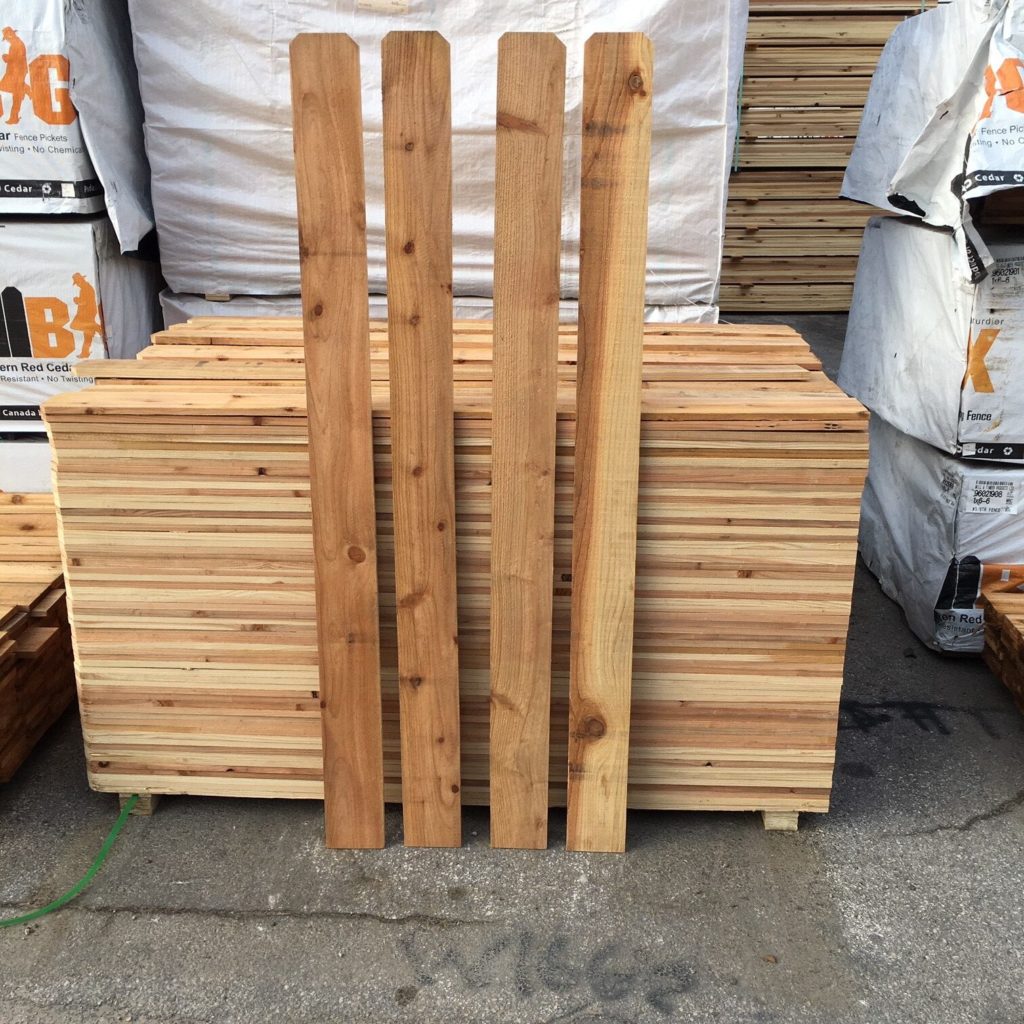 Cedar Fencing Dog Eared or Flat Top Picket 1x6x6 1 Grade 3/4